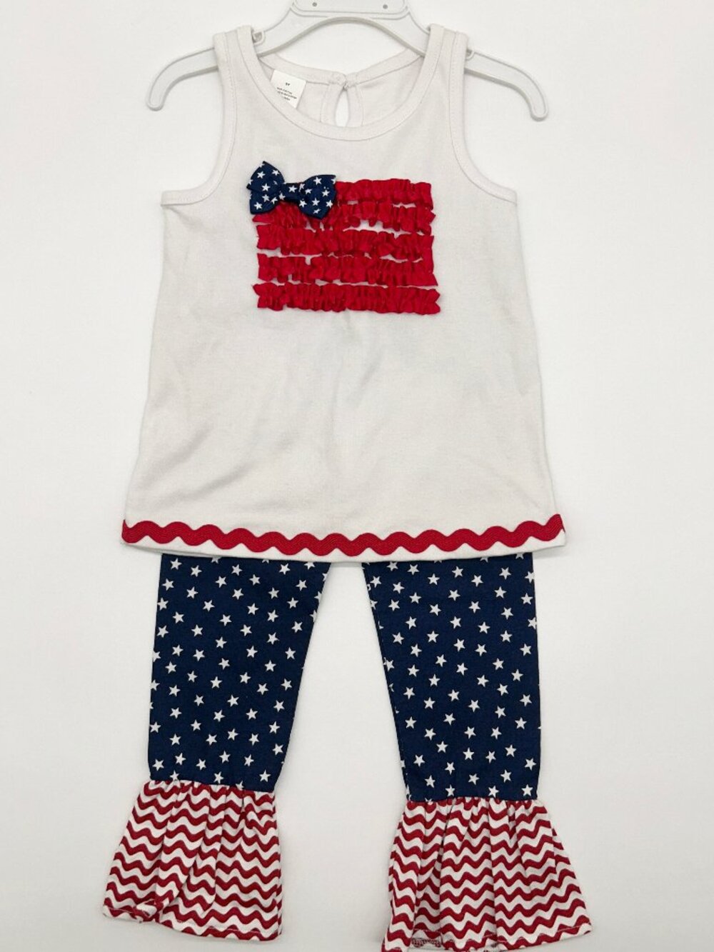 Fourth of July Toddler Girls Boutique Patriotic Bell Bottom Outfit Set 2T NWT